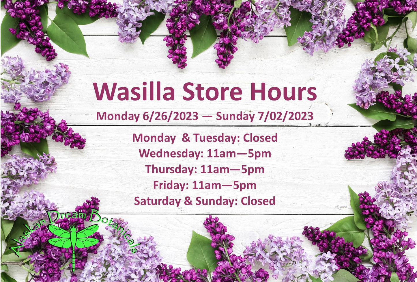 Wasilla Store Hours 06/26/23 - 07/02/23