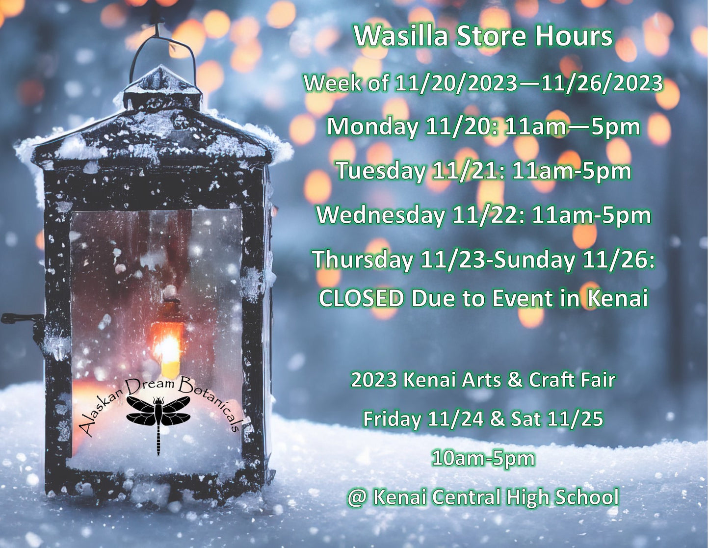 Wasilla Store Hours - 11/20/23-11/26/23